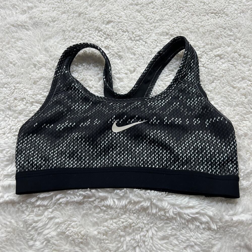 Nike Womens Sports Bra Logo Black Multicolor Sz XS Preppy Cheer Sports - Picture 1 of 4